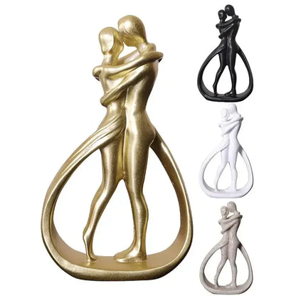 Golden Couple Embrace Statue