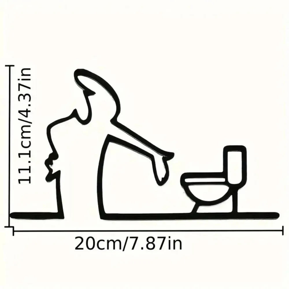 Modern Metal Bathroom Corner Art Sign