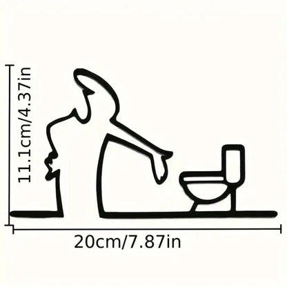 Modern Metal Bathroom Corner Art Sign