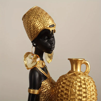 Elegant African Lady Resin Statue