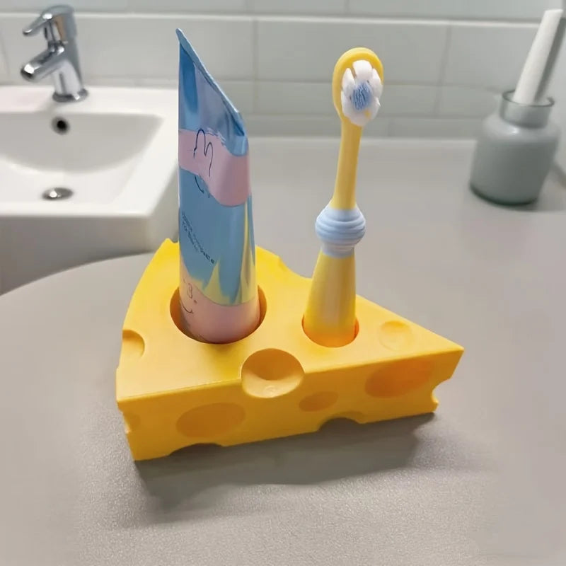 Funny Cheese-Shaped Toothbrush & Toothpaste Holder