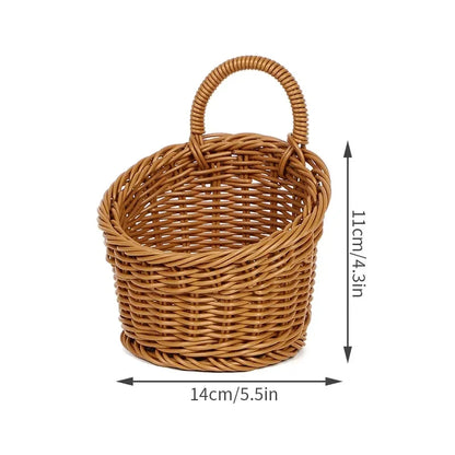 Wall-Mounted Wicker-Style Storage Basket for Kitchen, Fruit & Home Decor