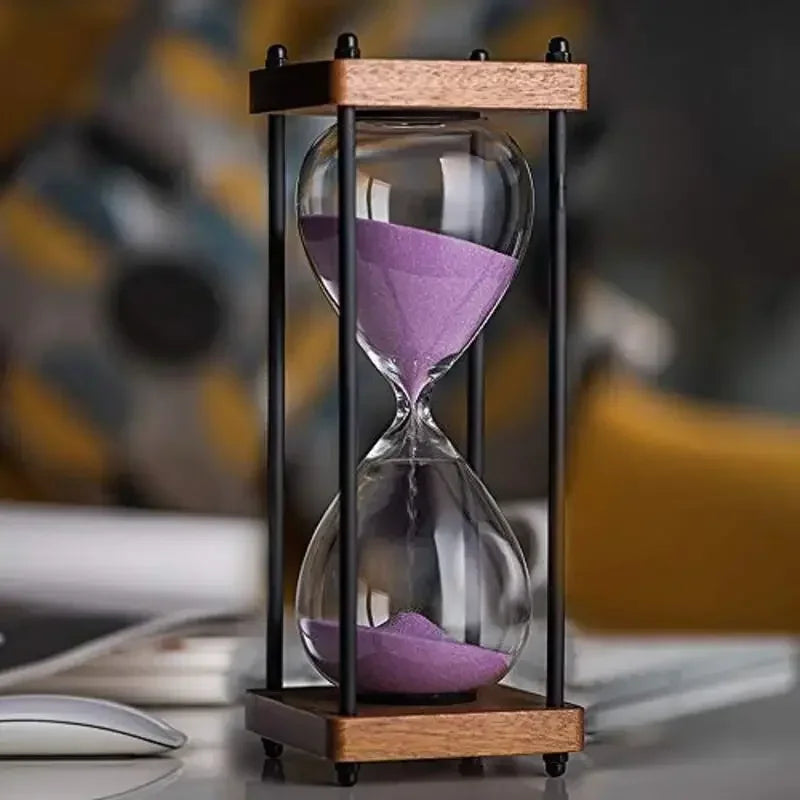 Large 60-Minute Metal & Glass Hourglass Sand Timer