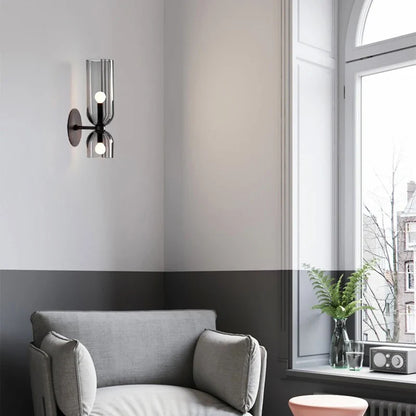Nordic Glass Wall Lamp | Smoked Tube Design
