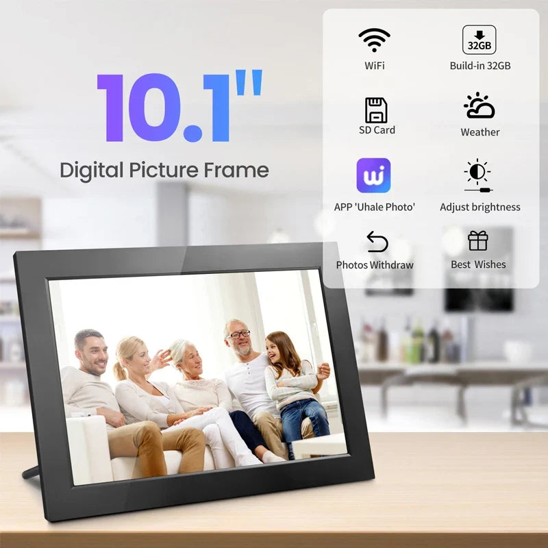 WiFi Digital Photo Frame 25.6 cm - IPS HD Touch Screen with 32GB Storage and App Photo Sharing for Family Gifts, Video