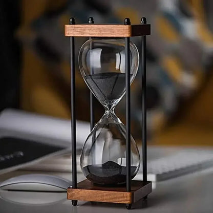 Large 60-Minute Metal & Glass Hourglass Sand Timer