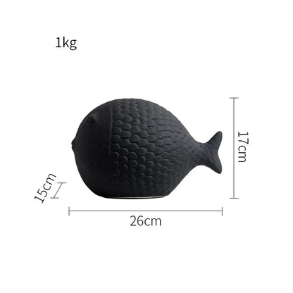 Black and White Ceramic Fish Sculpture