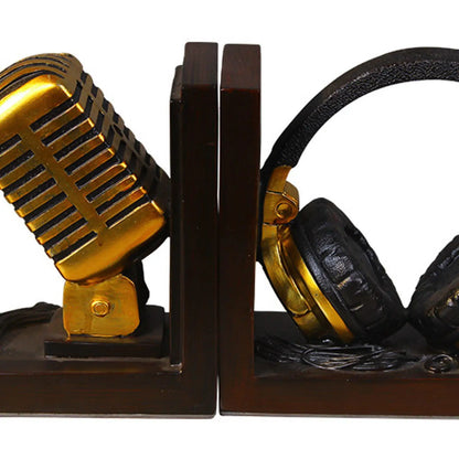 Microphone Headset Bookends - Unique Resin Desk Decor