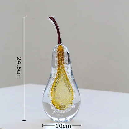 Bubble Glass Apple and Pear Statue - Aesthetic Fruit Desk Decoration