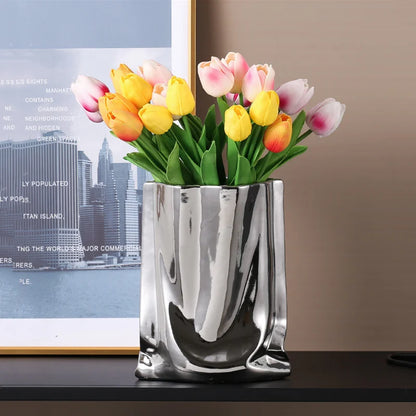Modern Ruffled Ceramic Vase