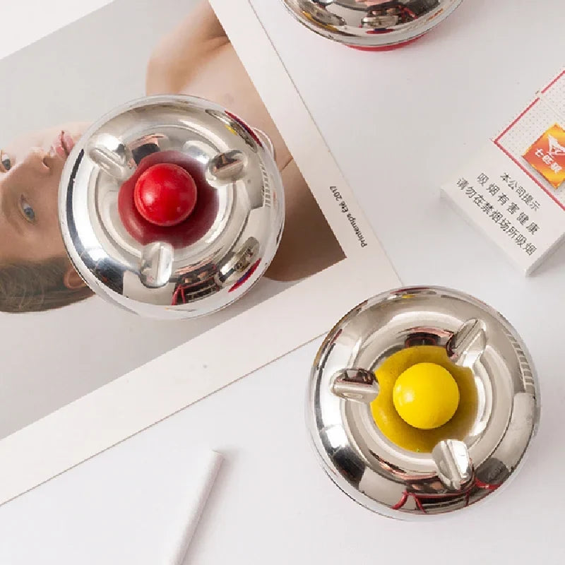 Postmodern Stainless Steel Ashtray with Lid
