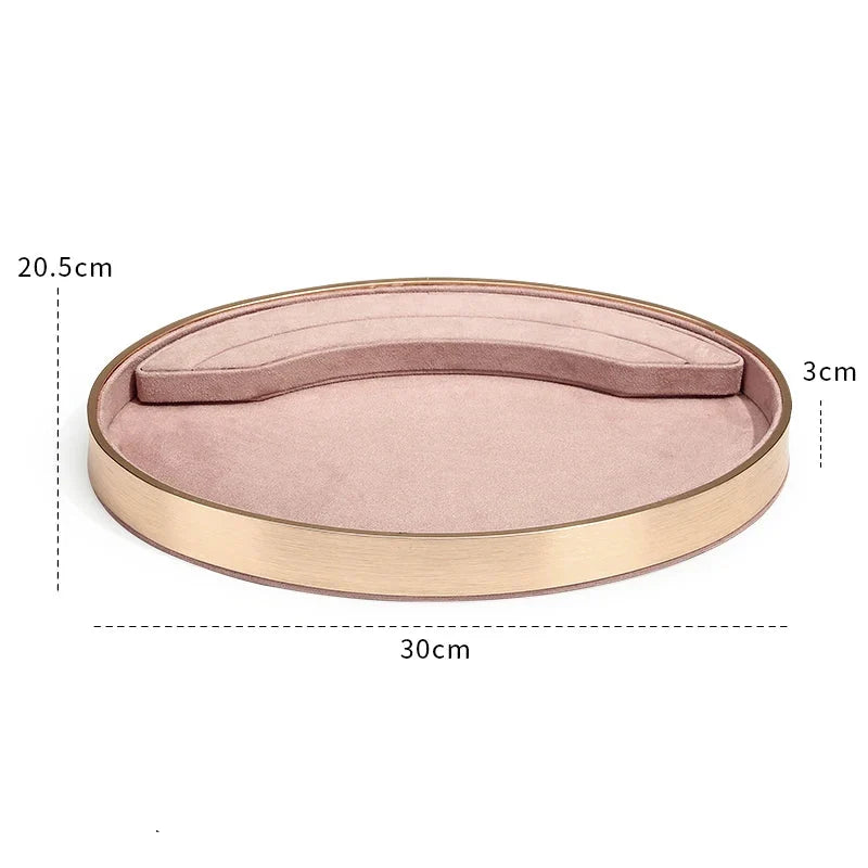 Oval Metal & Velvet Jewelry Organizer Tray