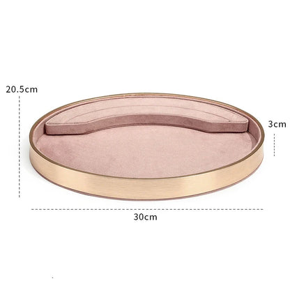 Oval Metal & Velvet Jewelry Organizer Tray
