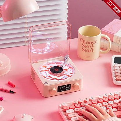Retro Vinyl Bluetooth Speaker with White Noise and RGB Light