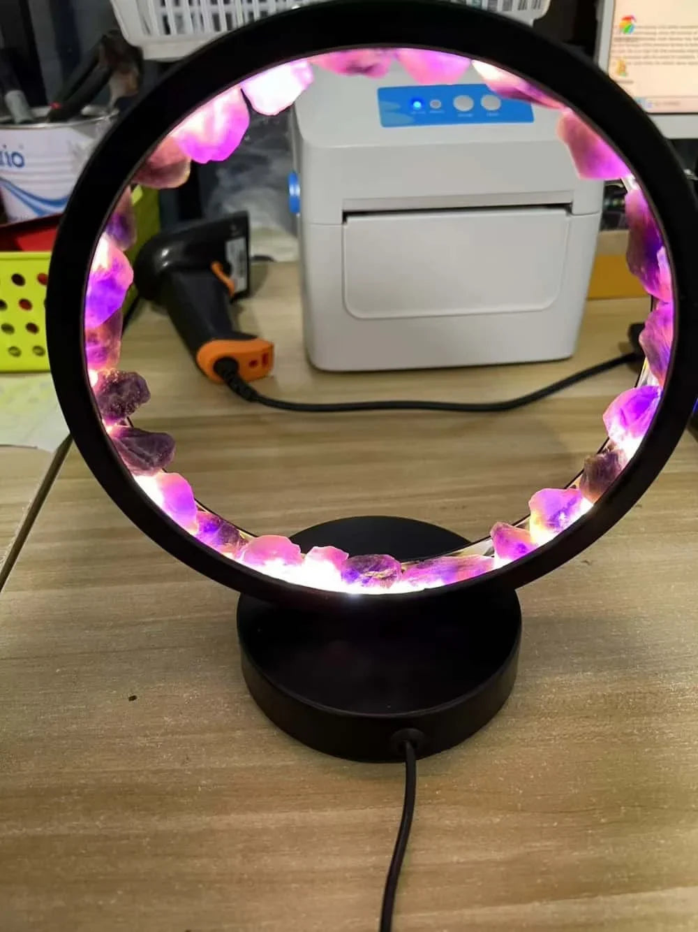 Amethyst Crystal Ring Lamp
