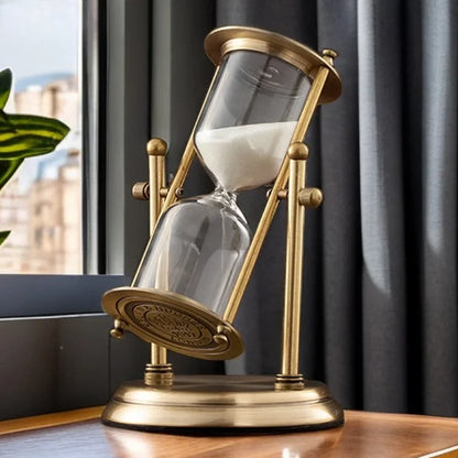 Rotating Metal & Glass Crown Hourglass Timer