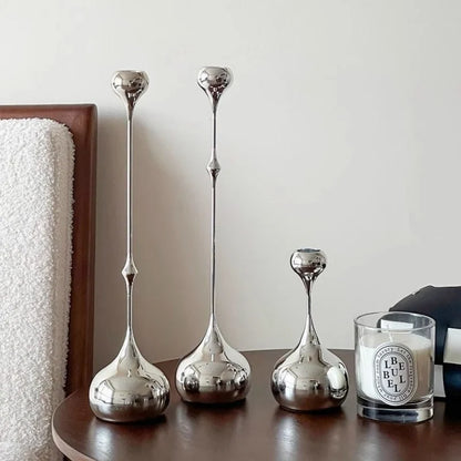 Stainless Steel Metal Candlestick Holder Romantic Table Decoration