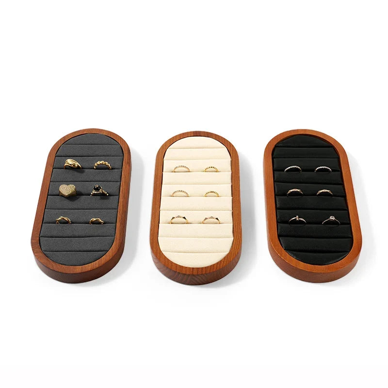 Solid Wood & Microfiber Ring Display Stand