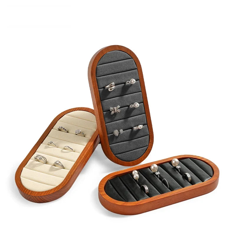 Solid Wood & Microfiber Ring Display Stand