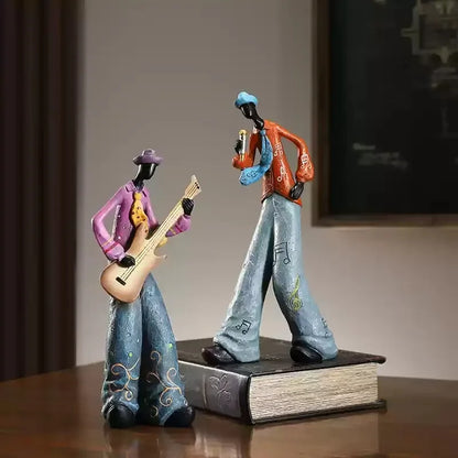 Retro Bookshelf Band Figurines - Cute Cartoon Home Decor Gifts
