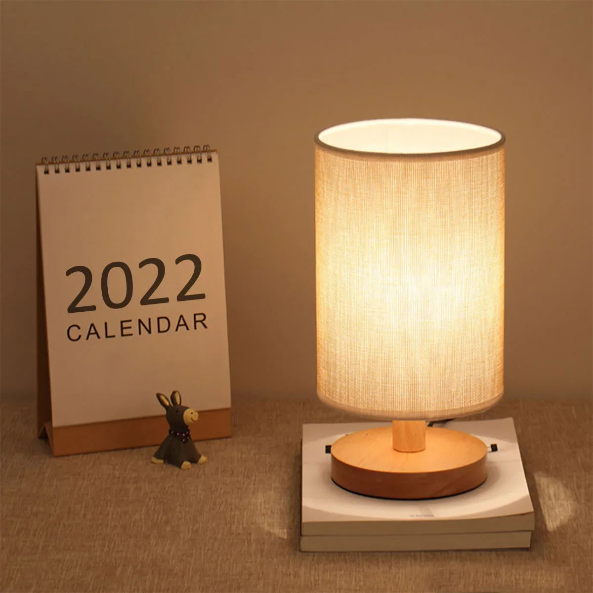 AuraGlow Wooden USB Table Lamp