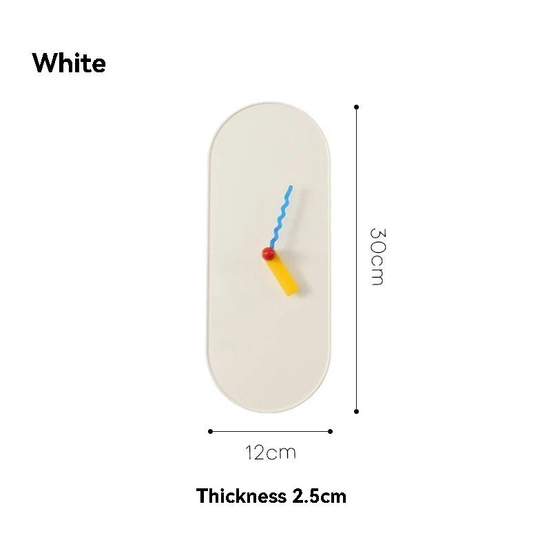 Nordic Dopamine Minimalist Oval Wall Clock | Silent Battery-Powered Home Decor