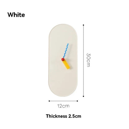 Nordic Dopamine Minimalist Oval Wall Clock | Silent Battery-Powered Home Decor