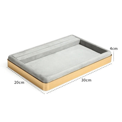 Oval Metal & Velvet Jewelry Organizer Tray