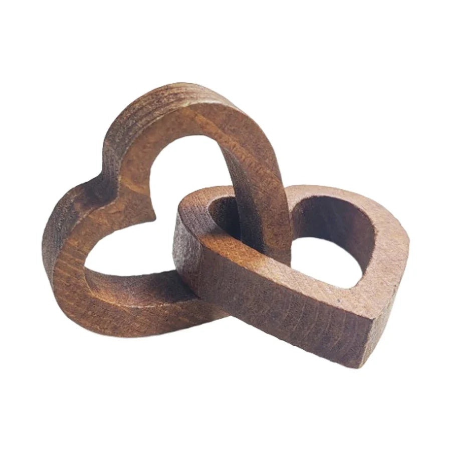 Interlocking Wooden Heart Sculpture