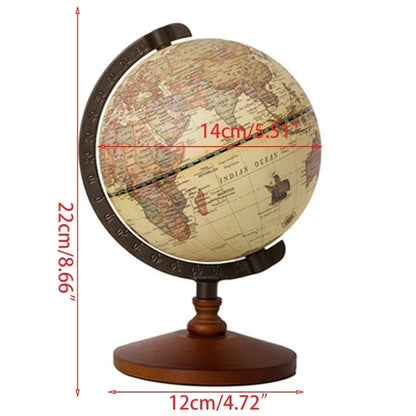 Vintage Wooden World Globe with Metal Stand