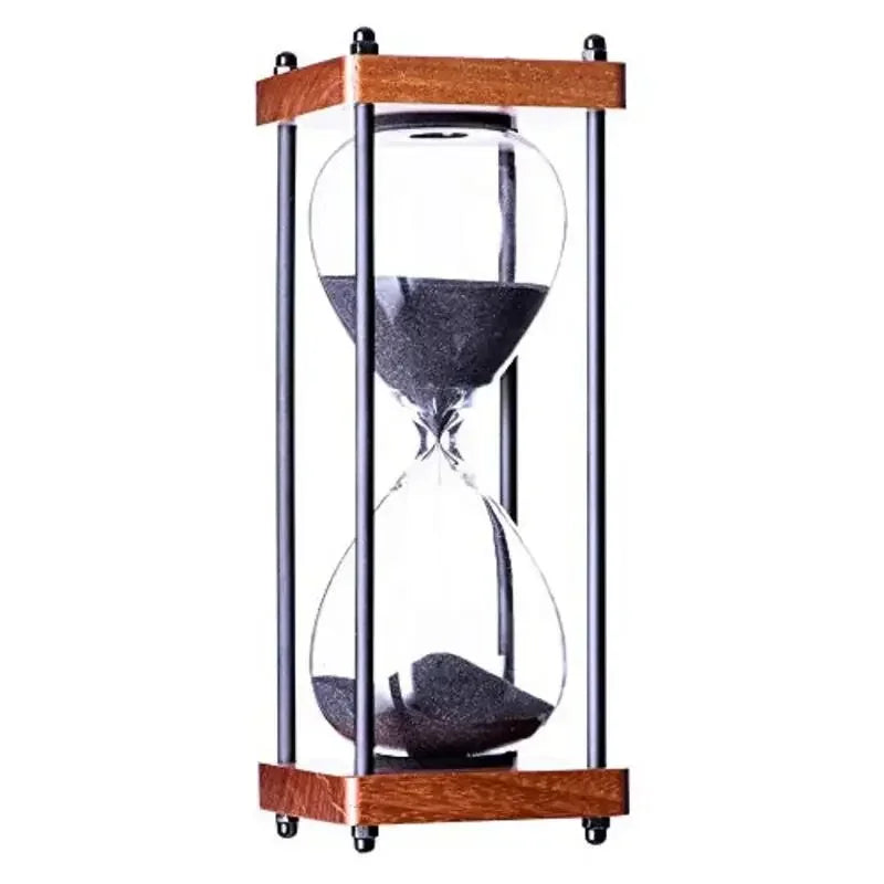 Large 60-Minute Metal & Glass Hourglass Sand Timer