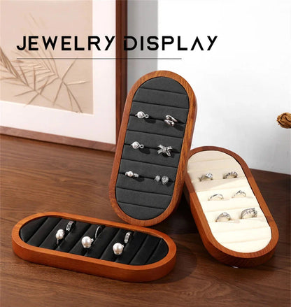 Solid Wood & Microfiber Ring Display Stand