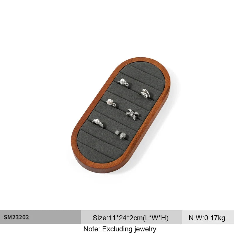 Solid Wood & Microfiber Ring Display Stand