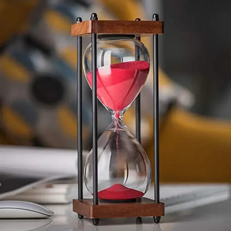 Large 60-Minute Metal & Glass Hourglass Sand Timer