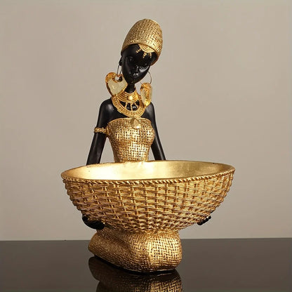 Elegant African Lady Resin Statue