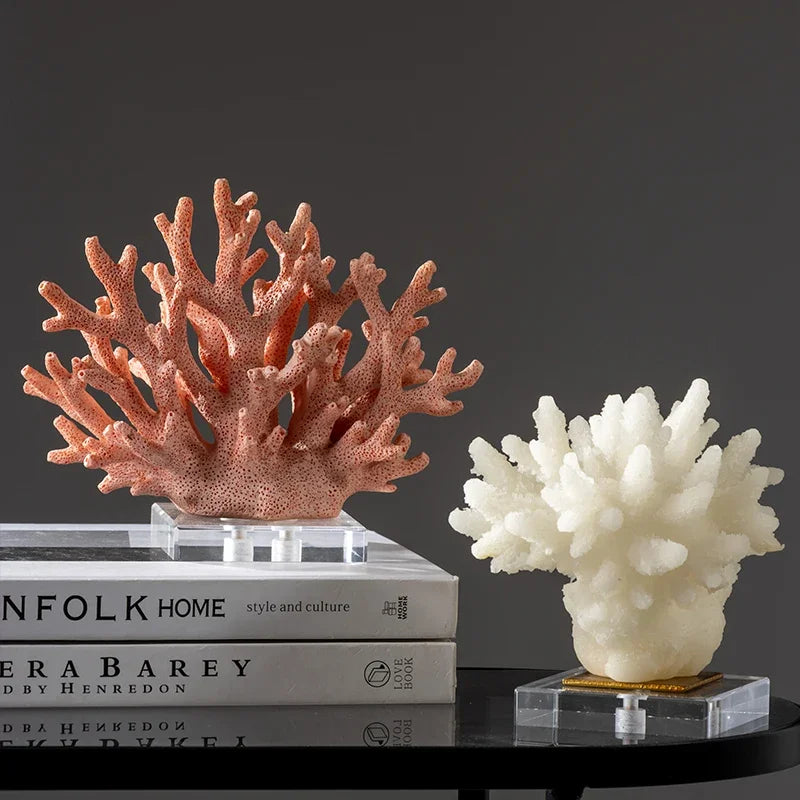 Decorative Faux Coral Sculpture on Crystal Base