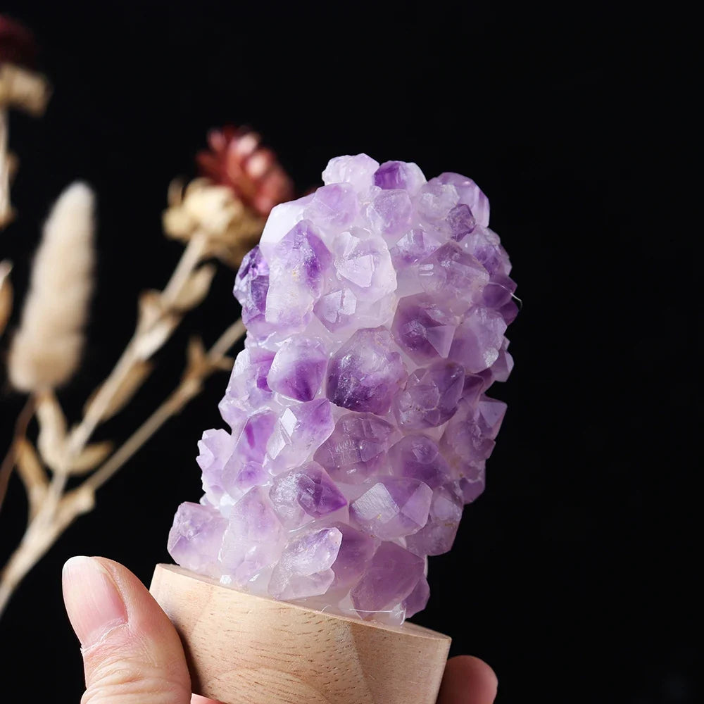 Crystal Wishing Lamp with Natural Amethyst