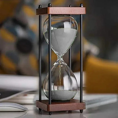 Large 60-Minute Metal & Glass Hourglass Sand Timer