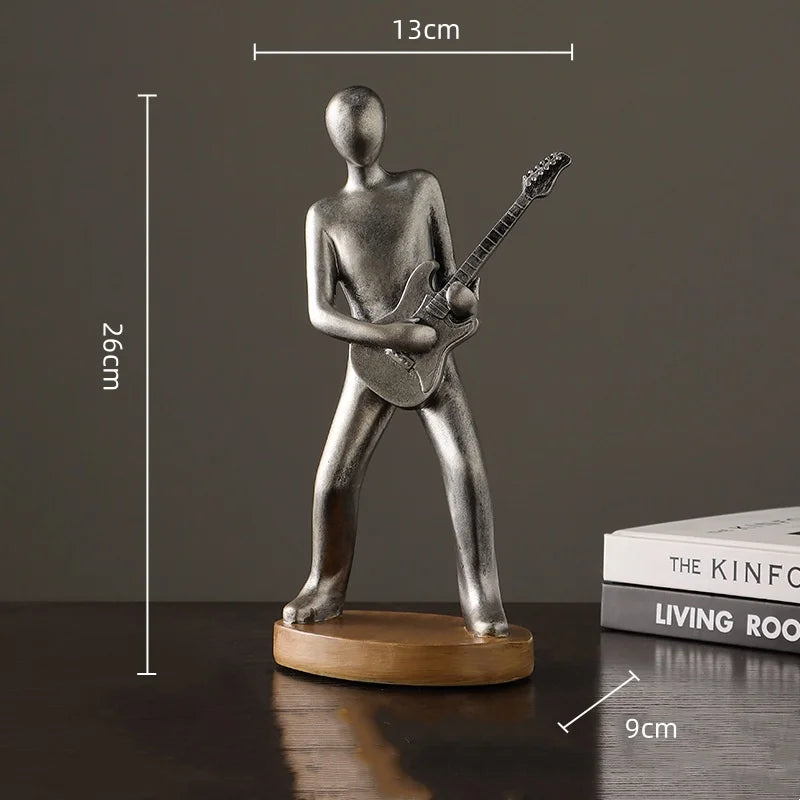 Abstract Musician Figurines - Resin Cello & Guitar Sculptures