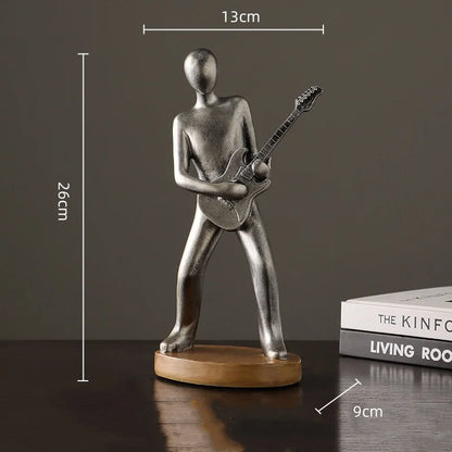 Abstract Musician Figurines - Resin Cello & Guitar Sculptures
