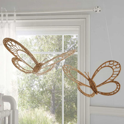 Nordic Natural Rattan Hand-Woven Butterfly Wall Ornament | Boho Home Decor