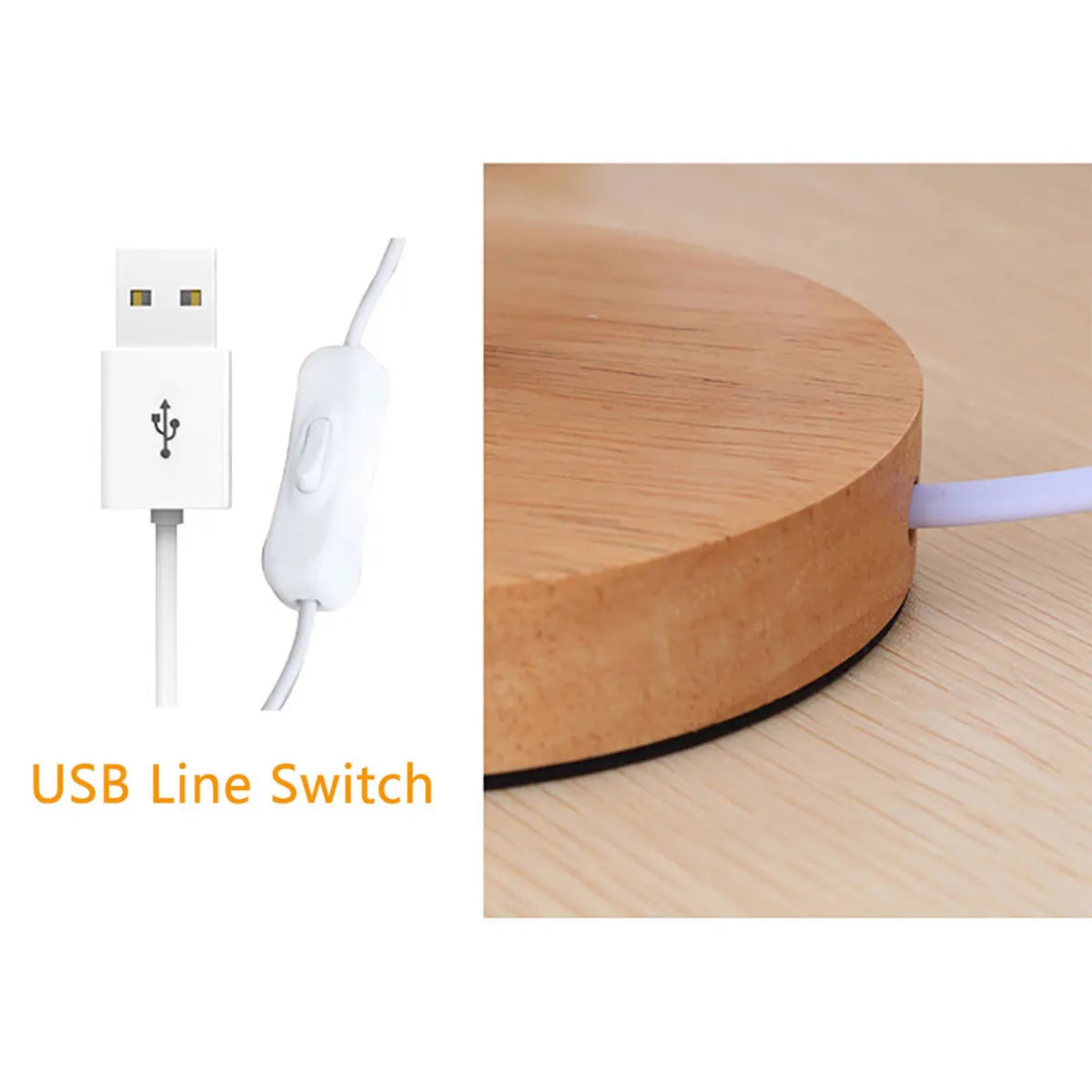 AuraGlow Wooden USB Table Lamp