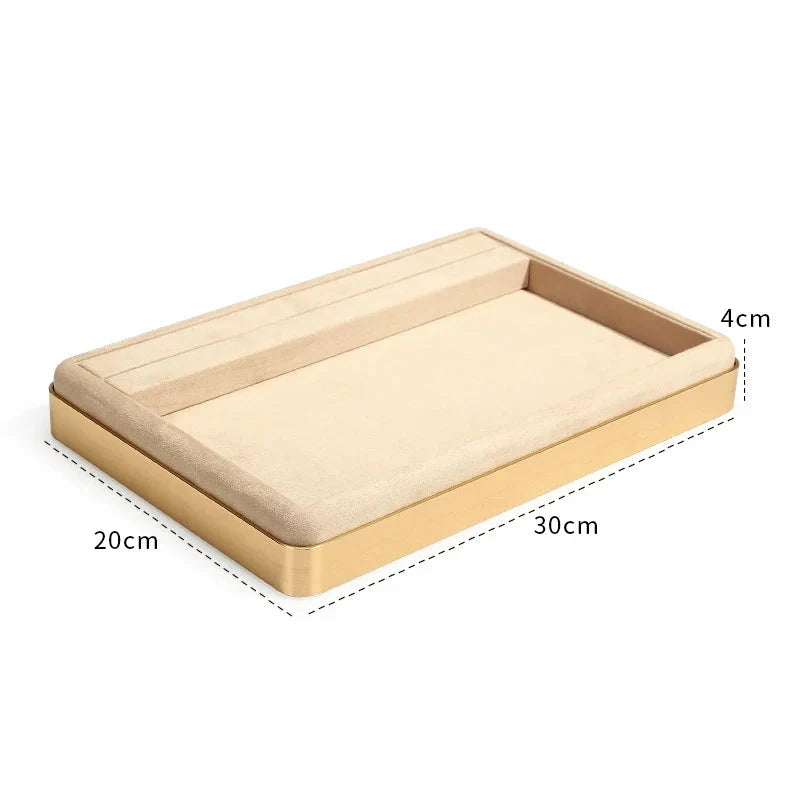Oval Metal & Velvet Jewelry Organizer Tray