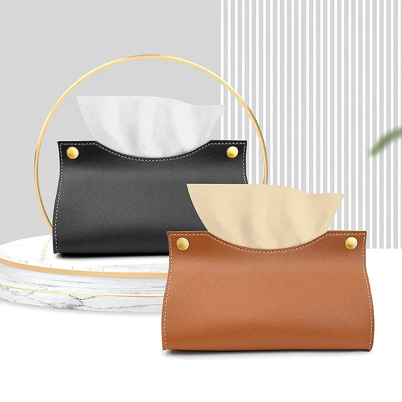 Premium PU Leather Tissue Box Holder for Home, Car & Office