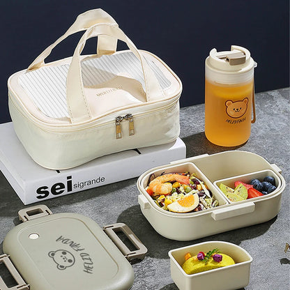 Bento Lunch Box 800ml Leak Proof - Portable Food Container with 3 Removable Compartments for Kids, School, Work, Travel