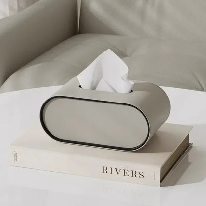Light Luxury Oval Leather Tissue Box Cover