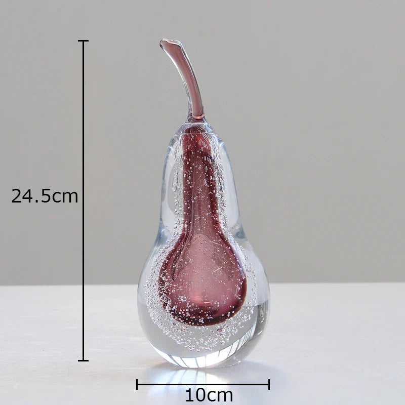Bubble Glass Apple and Pear Statue - Aesthetic Fruit Desk Decoration