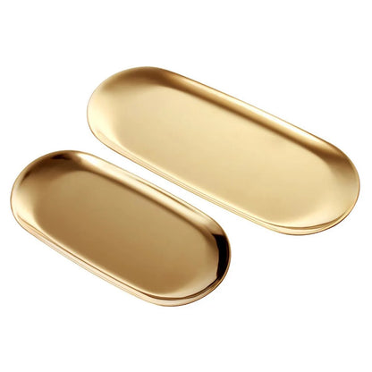 Gold Stainless Steel Vanity & Jewelry Organizer Tray