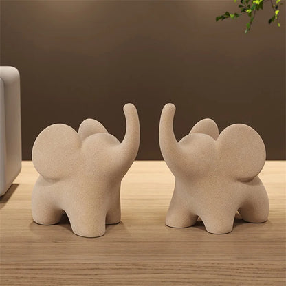 Flocked Elephant Figurines