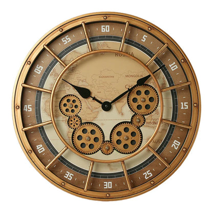 Oversized Industrial Moving Gear Roman Numeral Wall Clock